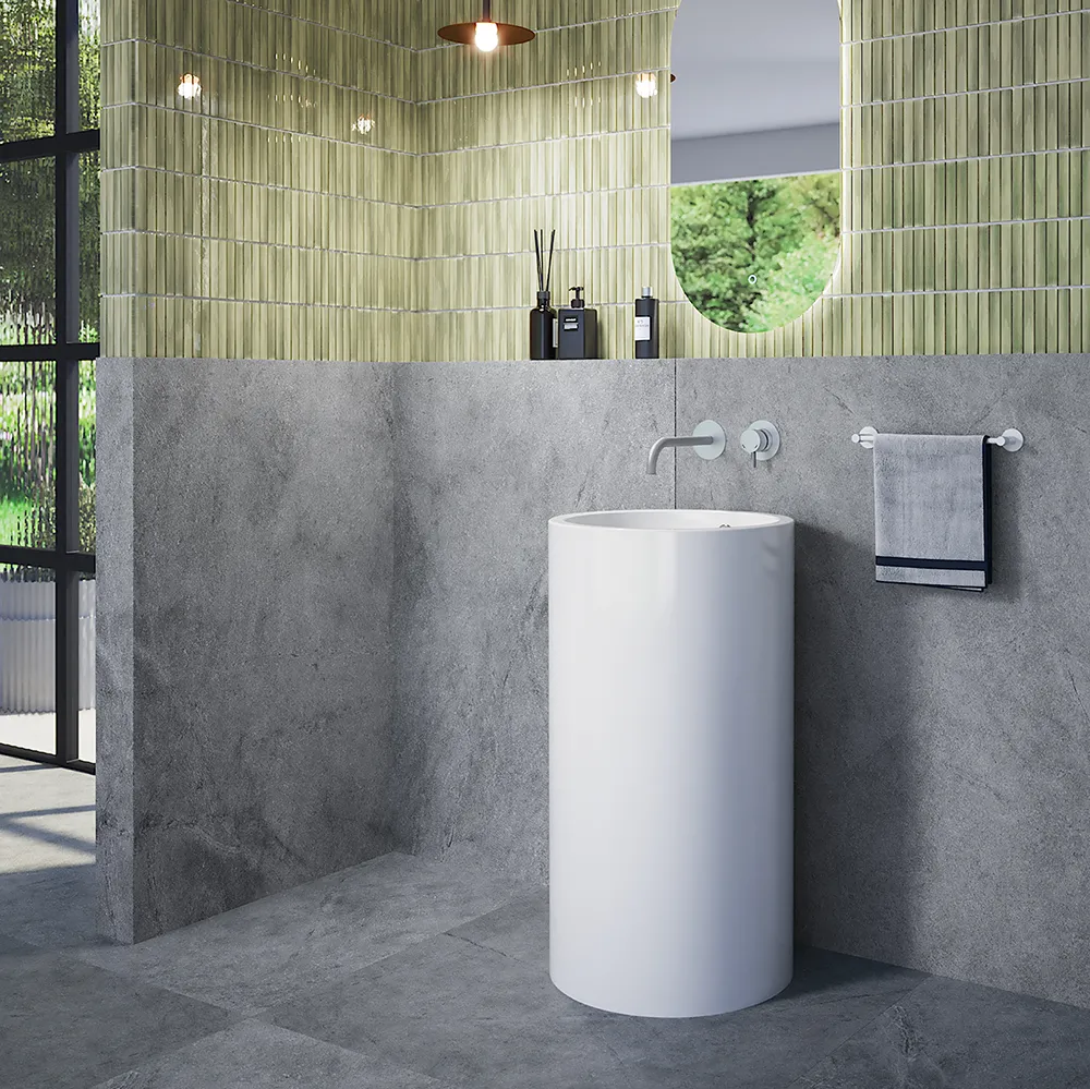 Lavabo freestanding tondo 46cm in ceramica bianco lucido con troppopieno | Baltico Lavabo freestanding tondo 46cm in ceramica bianco lucido con troppopieno | Baltico