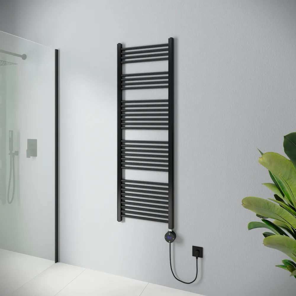 Termoarredo scaldasalviette elettrico 1500x500 nero opaco con termostato digitale | Antares Termoarredo scaldasalviette elettrico 1500x500 nero opaco con termostato digitale | Antares