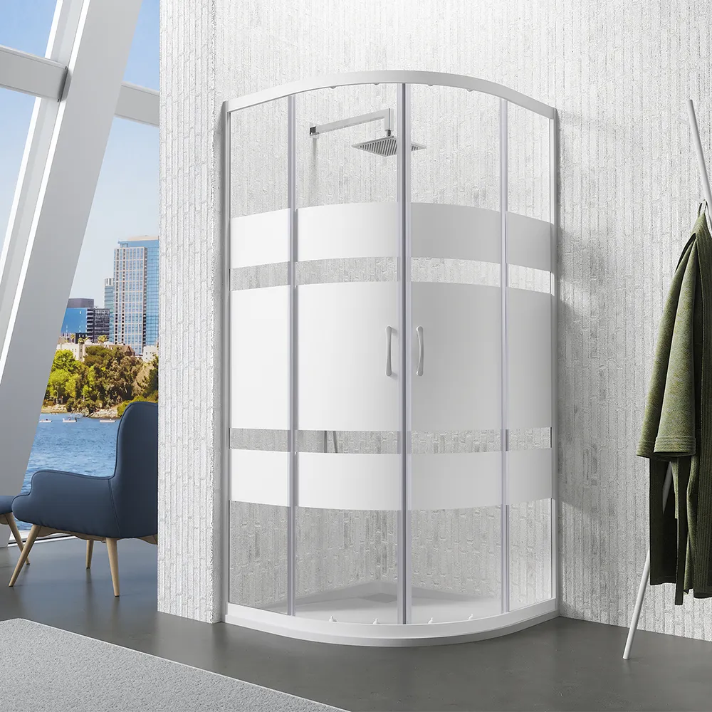 Box doccia semicircolare 80x80 cm serigrafato 4 mm profili bianchi | Grenada Box doccia semicircolare 80x80 cm serigrafato 4 mm profili bianchi | Grenada