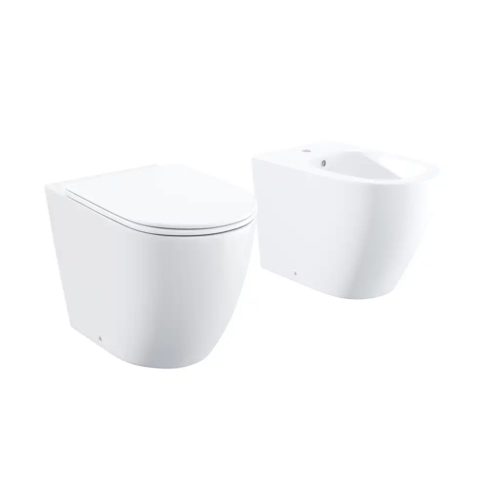 Sanitari filomuro in ceramica wc+bidet rimless mod. Europa bianco lucido - Parama Sanitari filomuro in ceramica wc+bidet rimless mod. Europa bianco lucido - Parama