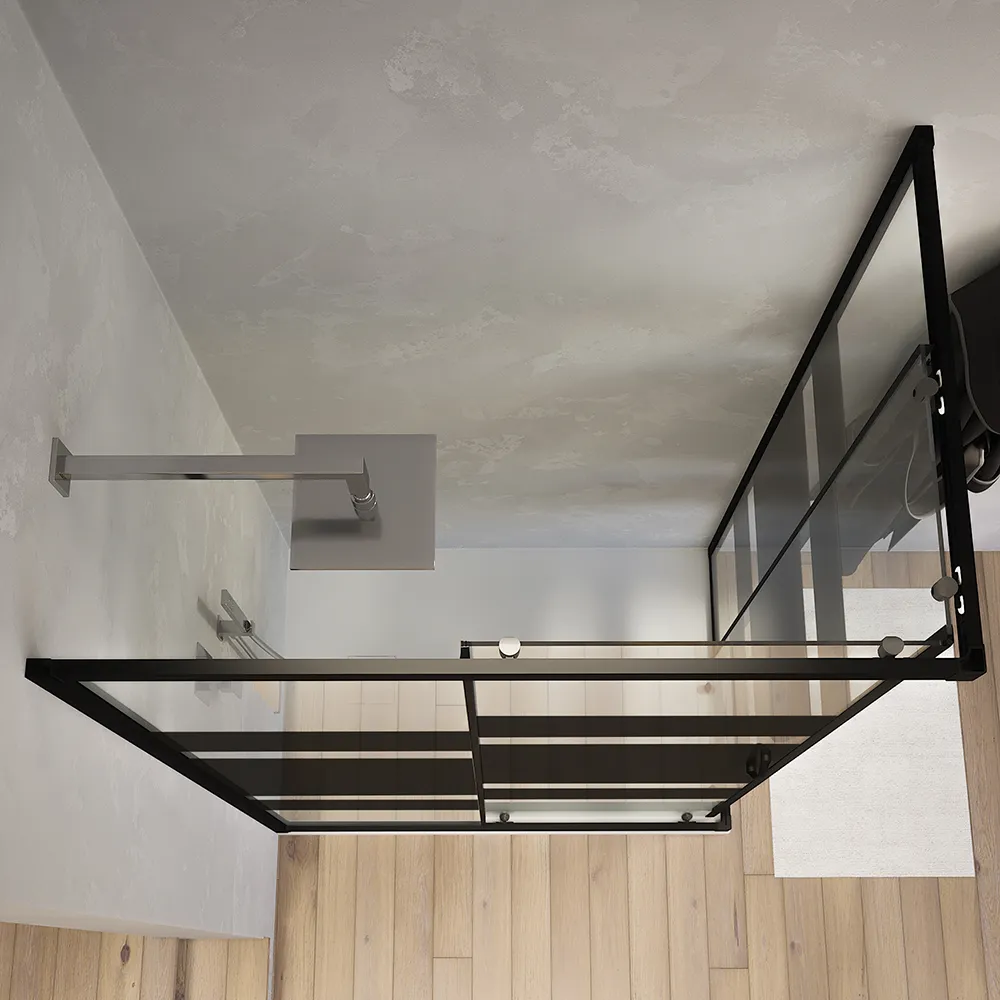 Box doccia angolare 80x100 cm serigrafato 4 mm profili neri | Willis Box doccia angolare 80x100 cm serigrafato 4 mm profili neri | Willis