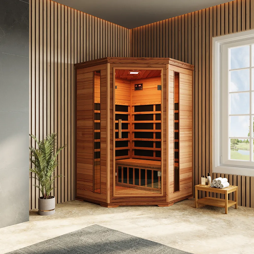 Sauna ad infrarossi 123x123 cm H 198 in legno di cedro con radio integrata | Turku Sauna ad infrarossi 123x123 cm H 198 in legno di cedro con radio integrata | Turku