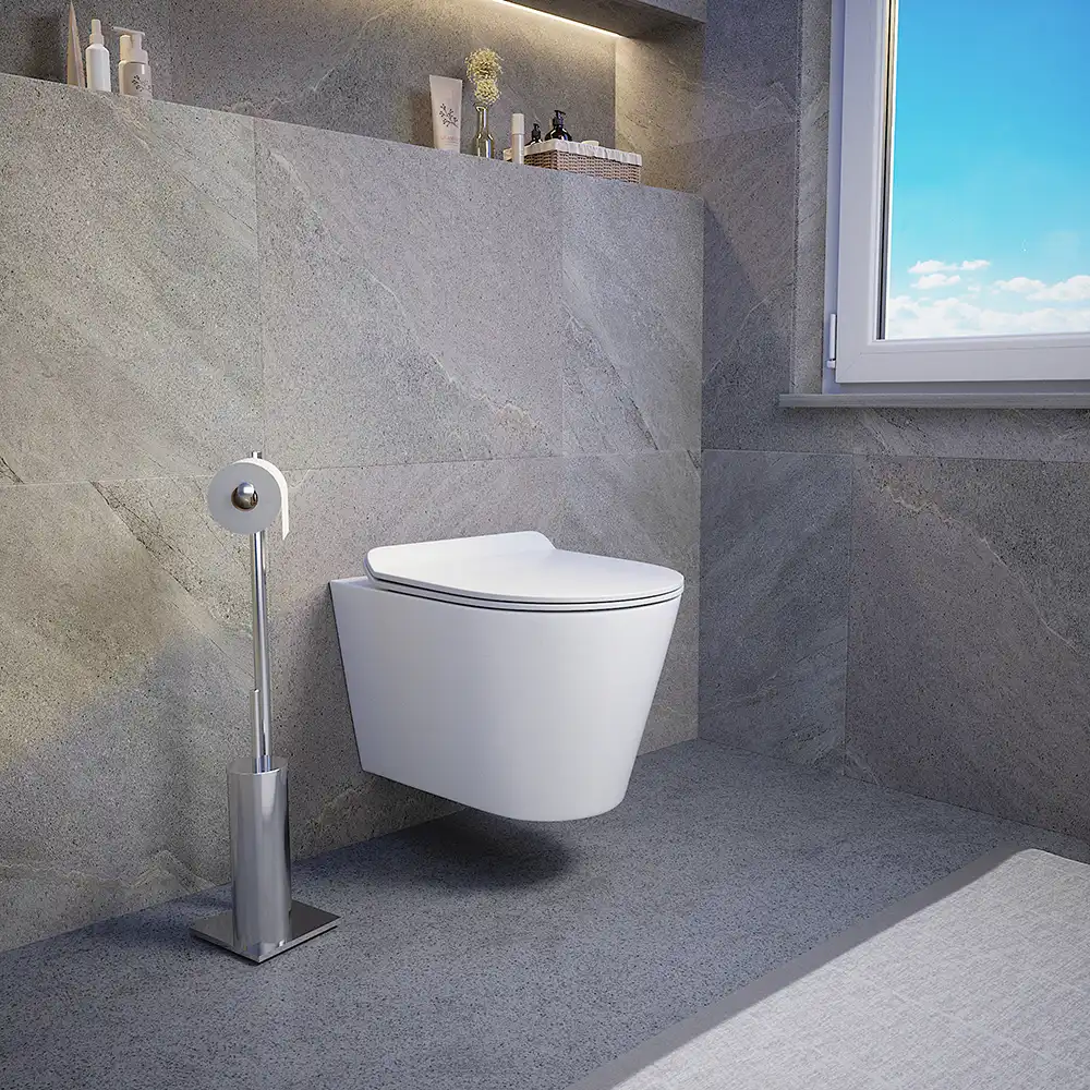 Vaso sospeso rimless in ceramica bianco lucido con sedile soft-close | Barcellona Vaso sospeso rimless in ceramica bianco lucido con sedile soft-close | Barcellona