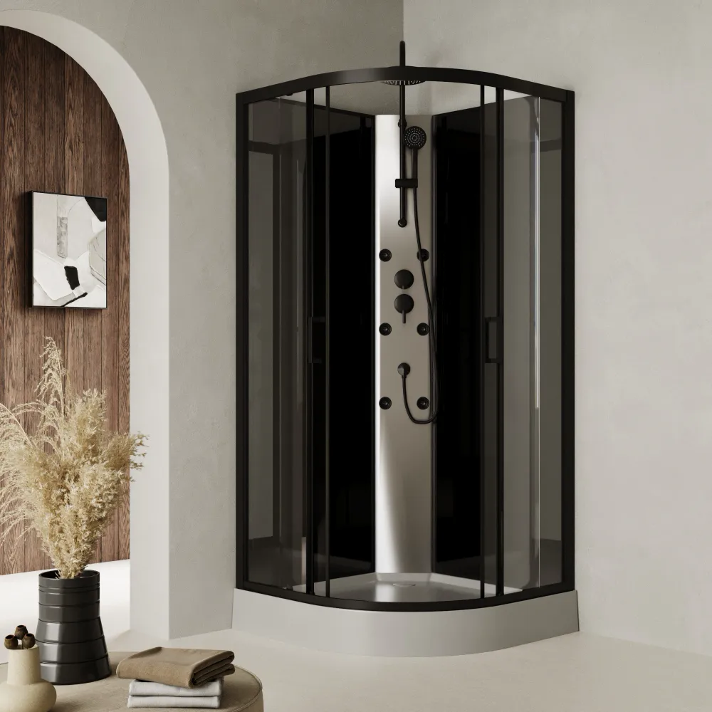 Cabina doccia idromassaggio semicircolare 90x90 cm multifunzione h225cm | Ikaria