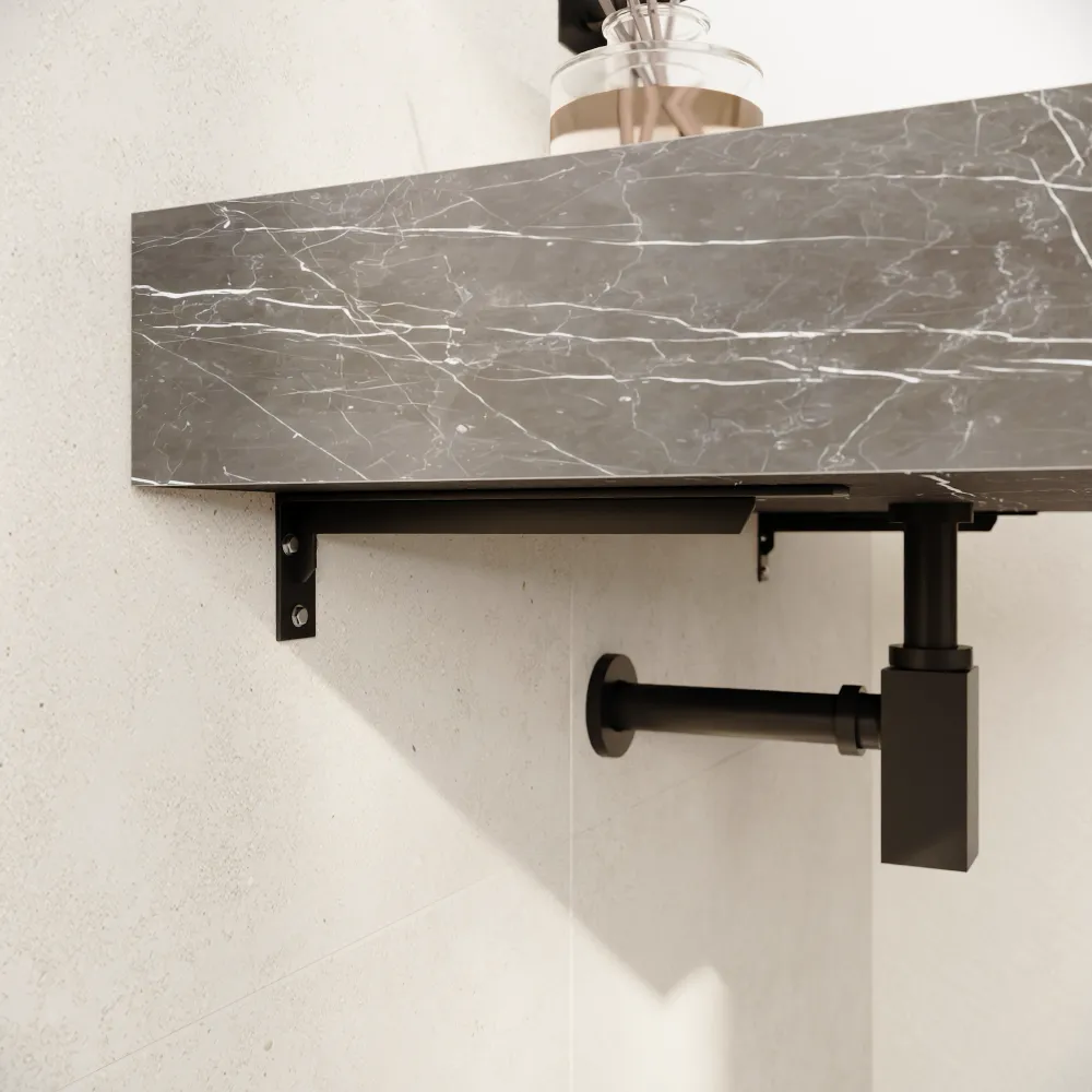 Mensola da bagno in hpl 100cm effetto marmo scuro | Baikal Mensola da bagno in hpl 100cm effetto marmo scuro | Baikal