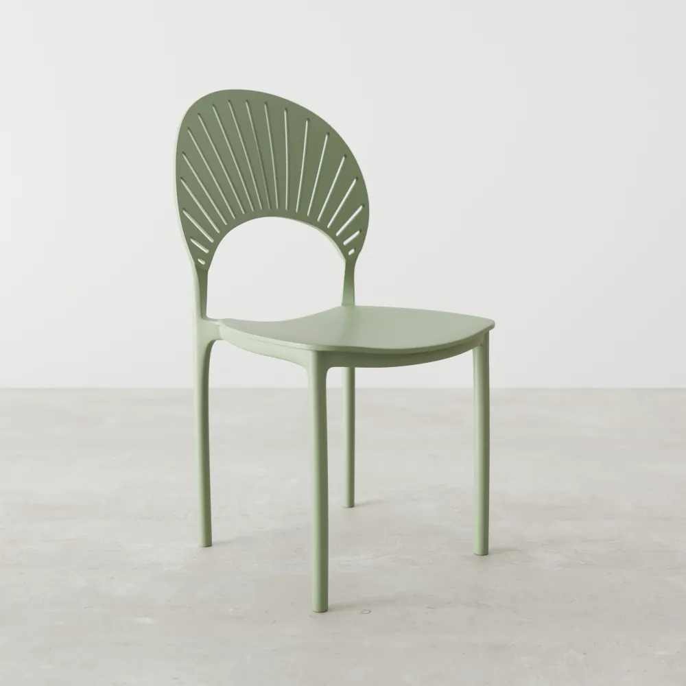 Sedia impilabile in polipropilene verde chiaro con schienala a raggi | Iris Sedia impilabile in polipropilene verde chiaro con schienala a raggi | Iris