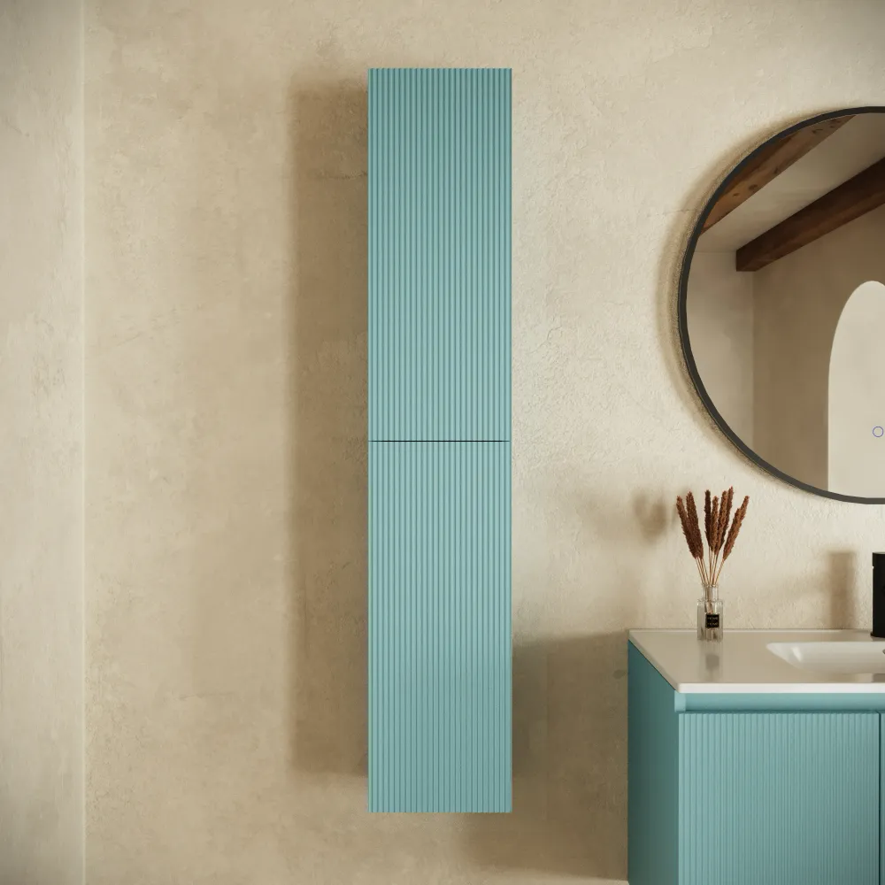 Colonna bagno sospesa cannettata 140cm carta da zucchero reversibile | Pelion