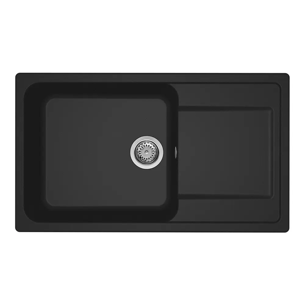 Elleci lavello da cucina 1 vasca con gocciolatoio 86x50cm in granitek nero installazione sopratop | Life 410 Elleci lavello da cucina 1 vasca con gocciolatoio 86x50cm in granitek nero installazione sopratop | Life 410