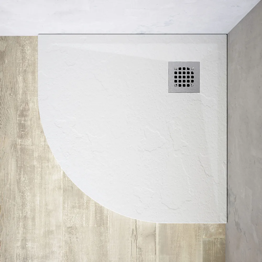 Piatto doccia semicircolare 90x90 cm in marmoresina bianco effetto pietra h3 cm | Milos Piatto doccia semicircolare 90x90 cm in marmoresina bianco effetto pietra h3 cm | Milos