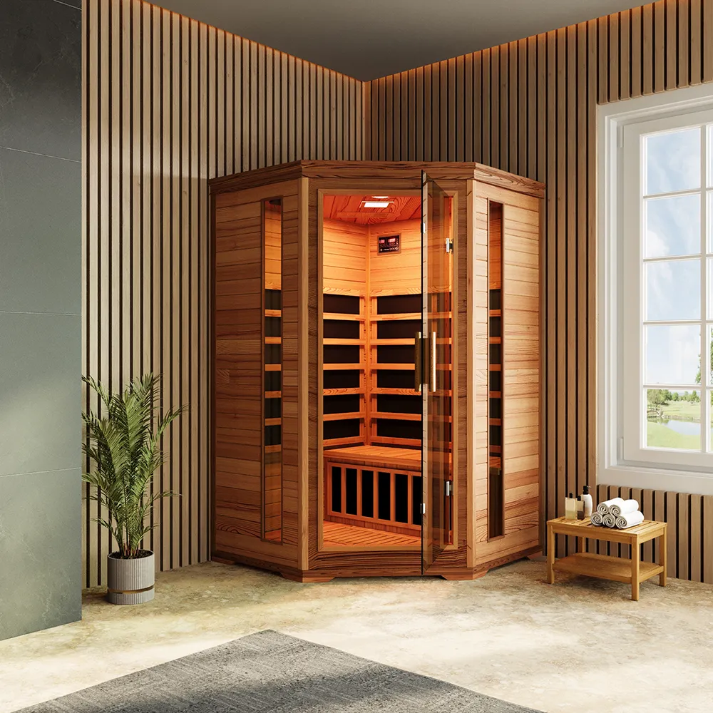 Sauna ad infrarossi 123x123 cm H 198 in legno di cedro con radio integrata | Turku Sauna ad infrarossi 123x123 cm H 198 in legno di cedro con radio integrata | Turku