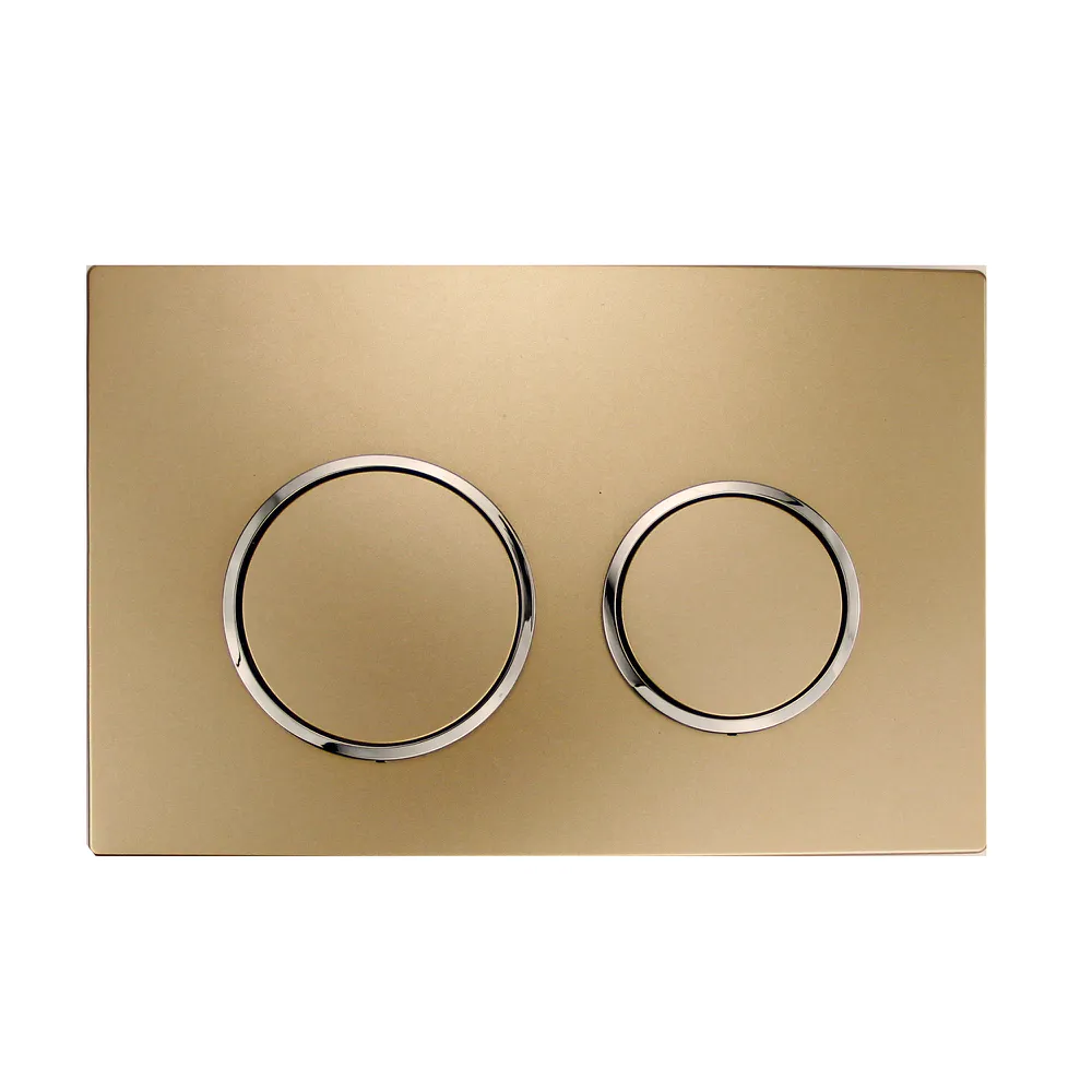Placca di scarico doppio tasto in ABS oro champagne opaco e cromato Placca di scarico doppio tasto in ABS oro champagne opaco e cromato