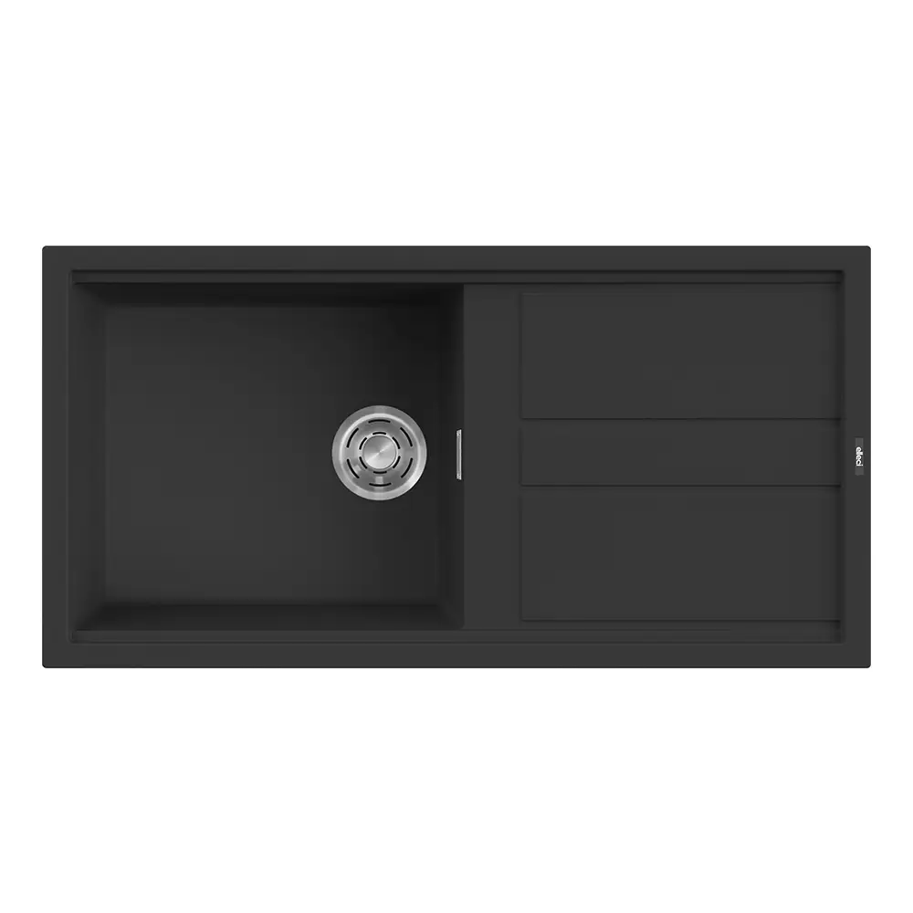 Elleci lavello da cucina 1 vasca con gocciolatoio 100x51cm in granitek nero installazione sopratop | Best 480 Elleci lavello da cucina 1 vasca con gocciolatoio 100x51cm in granitek nero installazione sopratop | Best 480