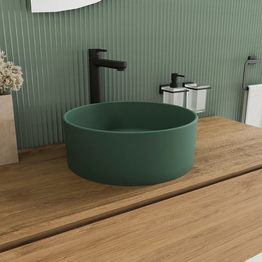 Lavabo da appoggio tondo 37,5x37,5x13,5 verde | Tirreno Lavabo da appoggio tondo 37,5x37,5x13,5 verde | Tirreno