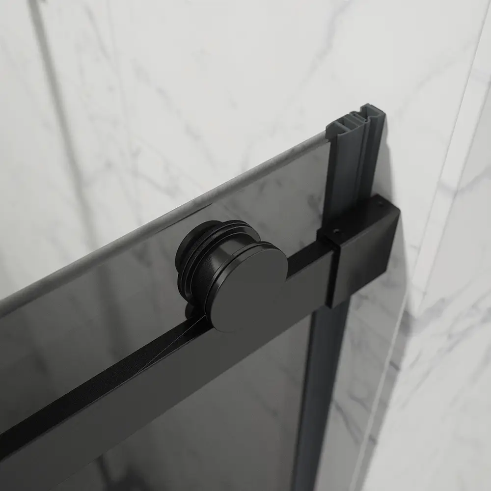 Porta doccia 130cm apertura scorrevole profili nero opaco vetro 8mm fumé h195 | Creta Porta doccia 130cm apertura scorrevole profili nero opaco vetro 8mm fumé h195 | Creta