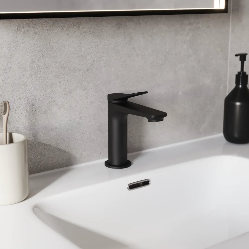 Set miscelatori: lavabo bidet senza scarico ed esterno vasca a muro nero opaco | Anne Set miscelatori: lavabo bidet senza scarico ed esterno vasca a muro nero opaco | Anne