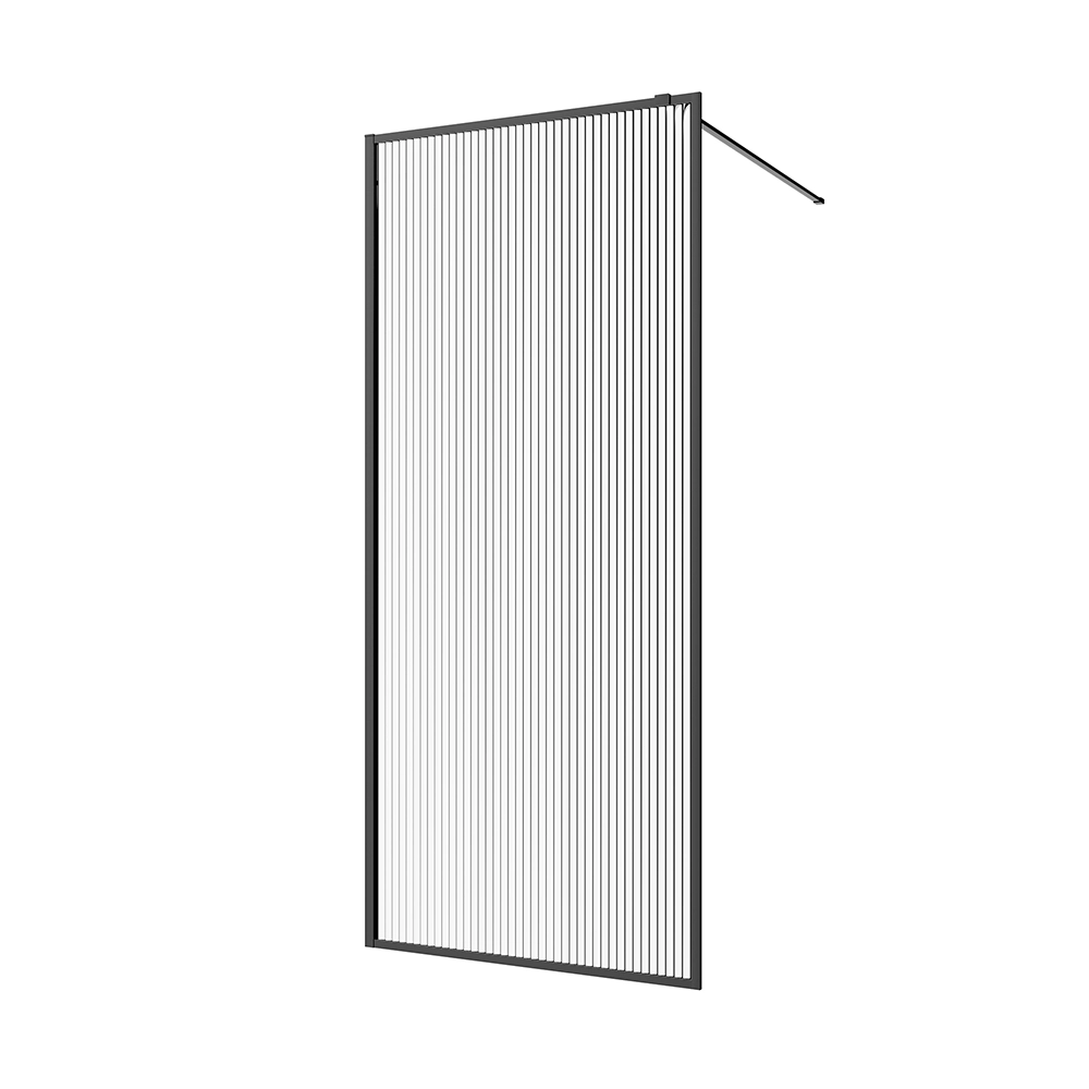 Doccia walk-in full frame 80 cm vetro cannettato profili neri | Rodi Doccia walk-in full frame 80 cm vetro cannettato profili neri | Rodi