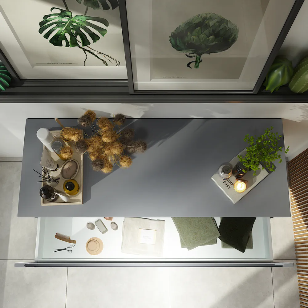 Cassettone scorrevole 120cm grigio opaco chiusura soft-close | Bako Cassettone scorrevole 120cm grigio opaco chiusura soft-close | Bako