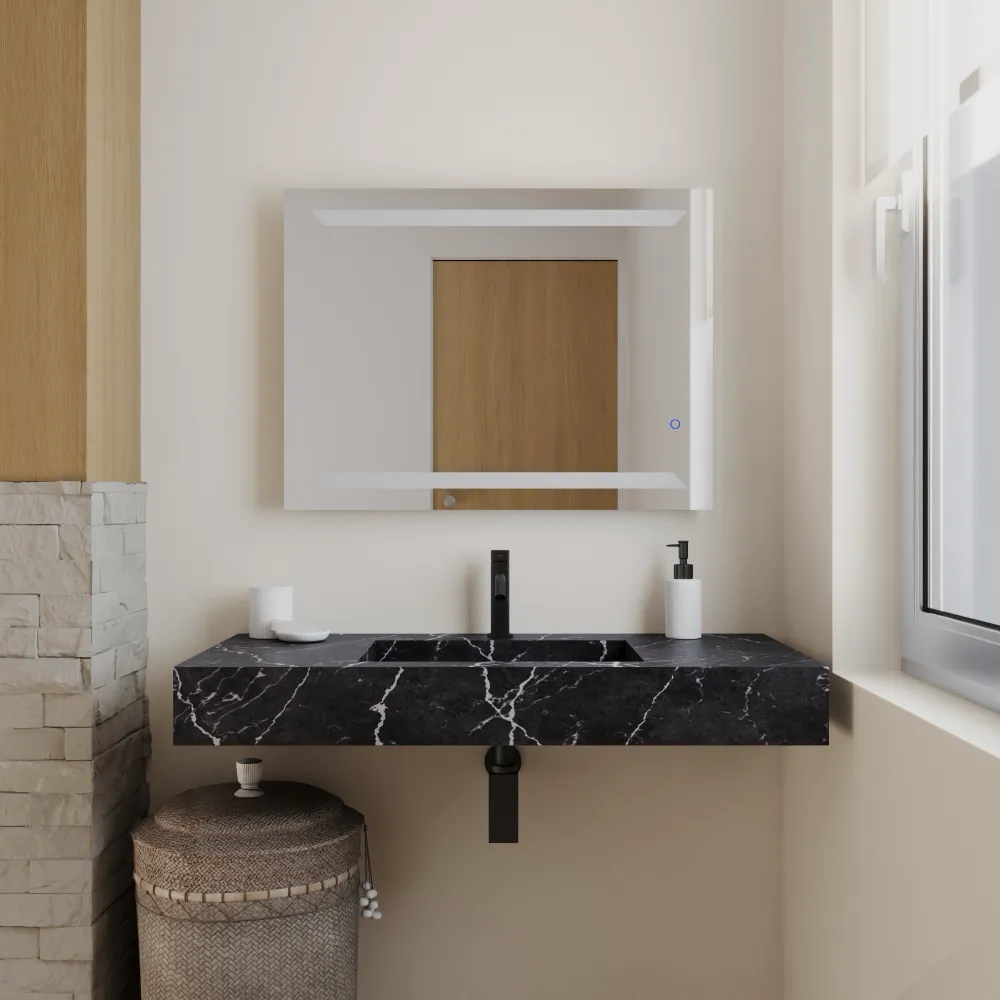 Lavabo sospeso in hpl 100cm effetto marmo scuro | Ledro