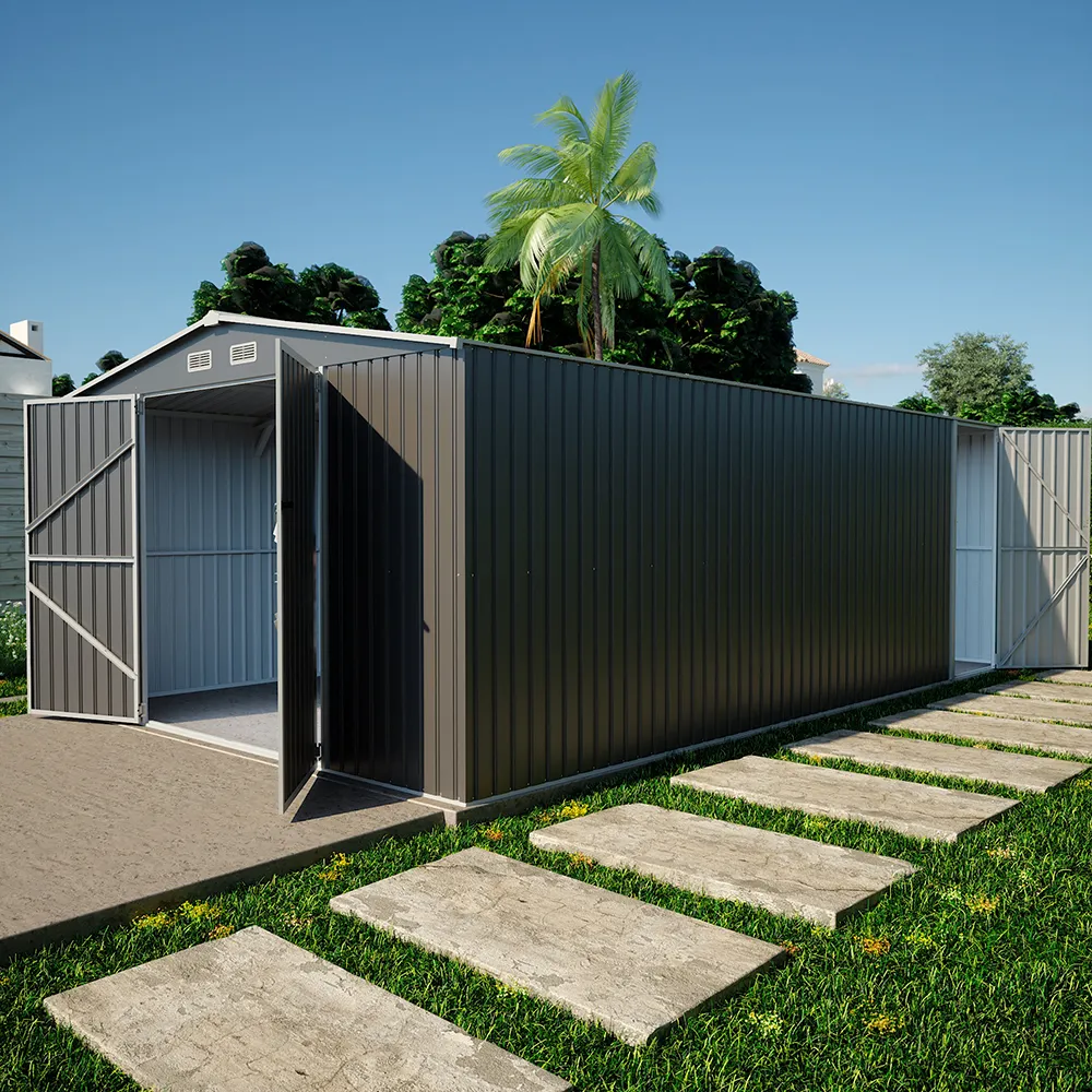 Casetta da giardino in acciaio zincato grigio 5,96x3,56xh2,17m -258kg - 21,2 metri quadri Casetta da giardino in acciaio zincato grigio 5,96x3,56xh2,17m -258kg - 21,2 metri quadri