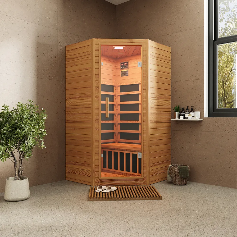 Sauna ad infrarossi 107x107 CM H188 in legno Hemlock con radio integrata | Tampere Sauna ad infrarossi 107x107 CM H188 in legno Hemlock con radio integrata | Tampere