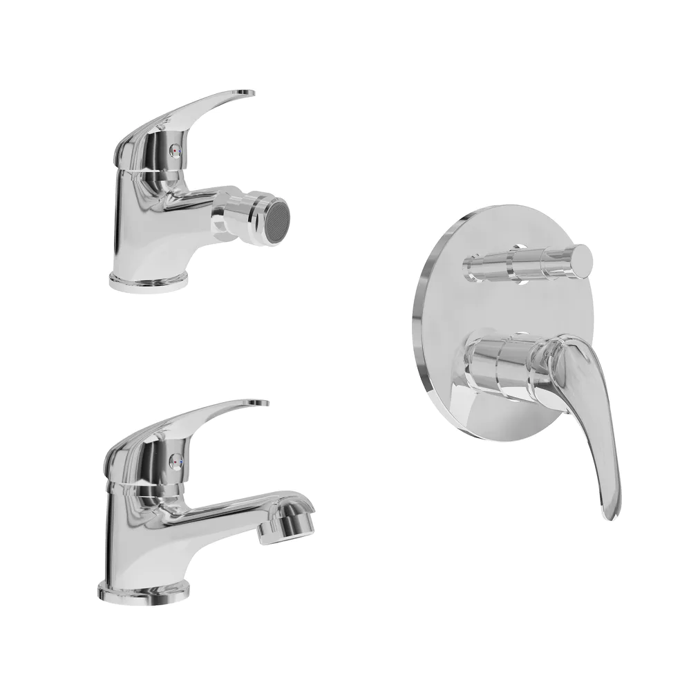 Set miscelatori: lavabo bidet con scarico a saltarello e incasso doccia con deviatore | Natalie