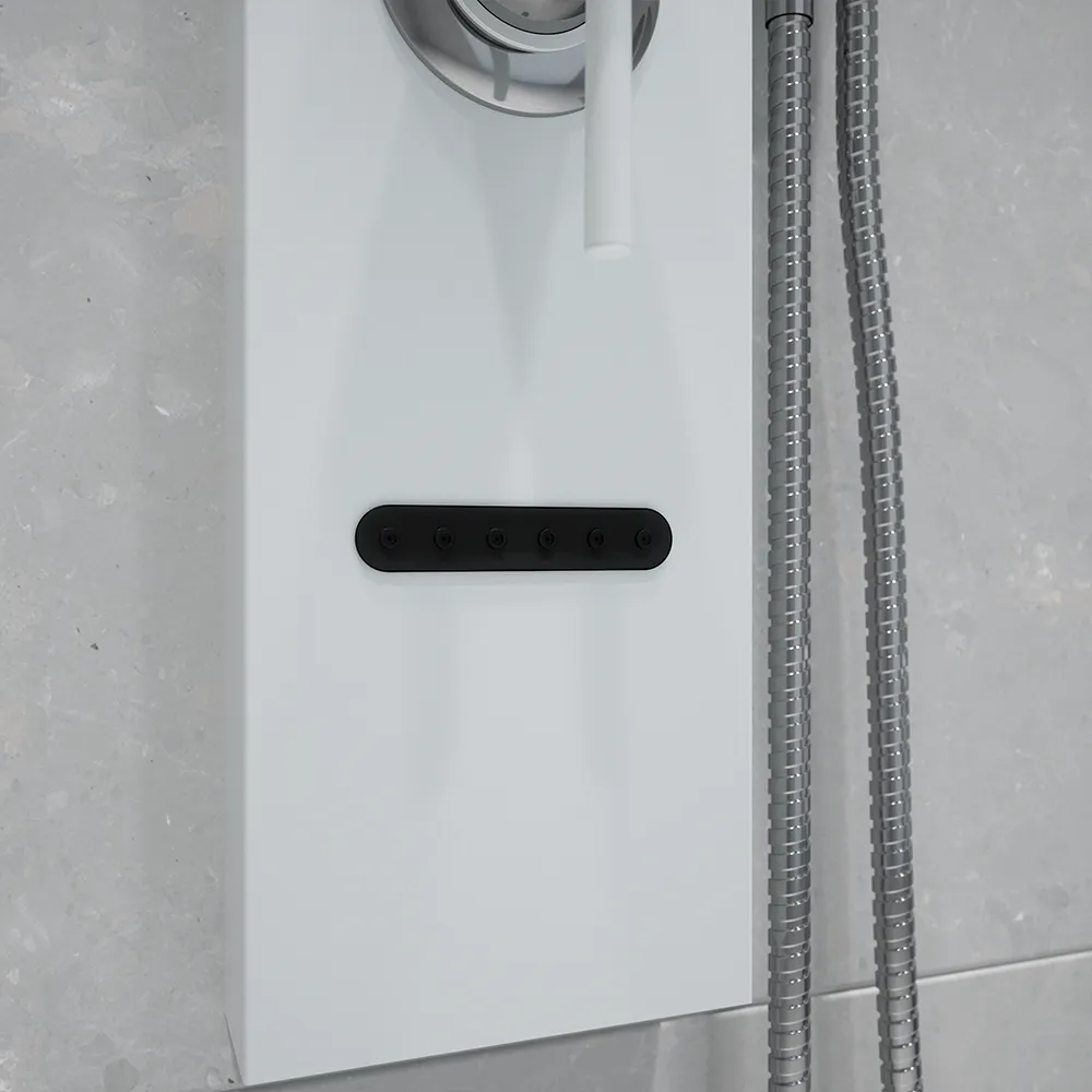 Pannello doccia in alluminio bianco opaco a 3 funzioni con doccino e flessibile | Nilo Pannello doccia in alluminio bianco opaco a 3 funzioni con doccino e flessibile | Nilo