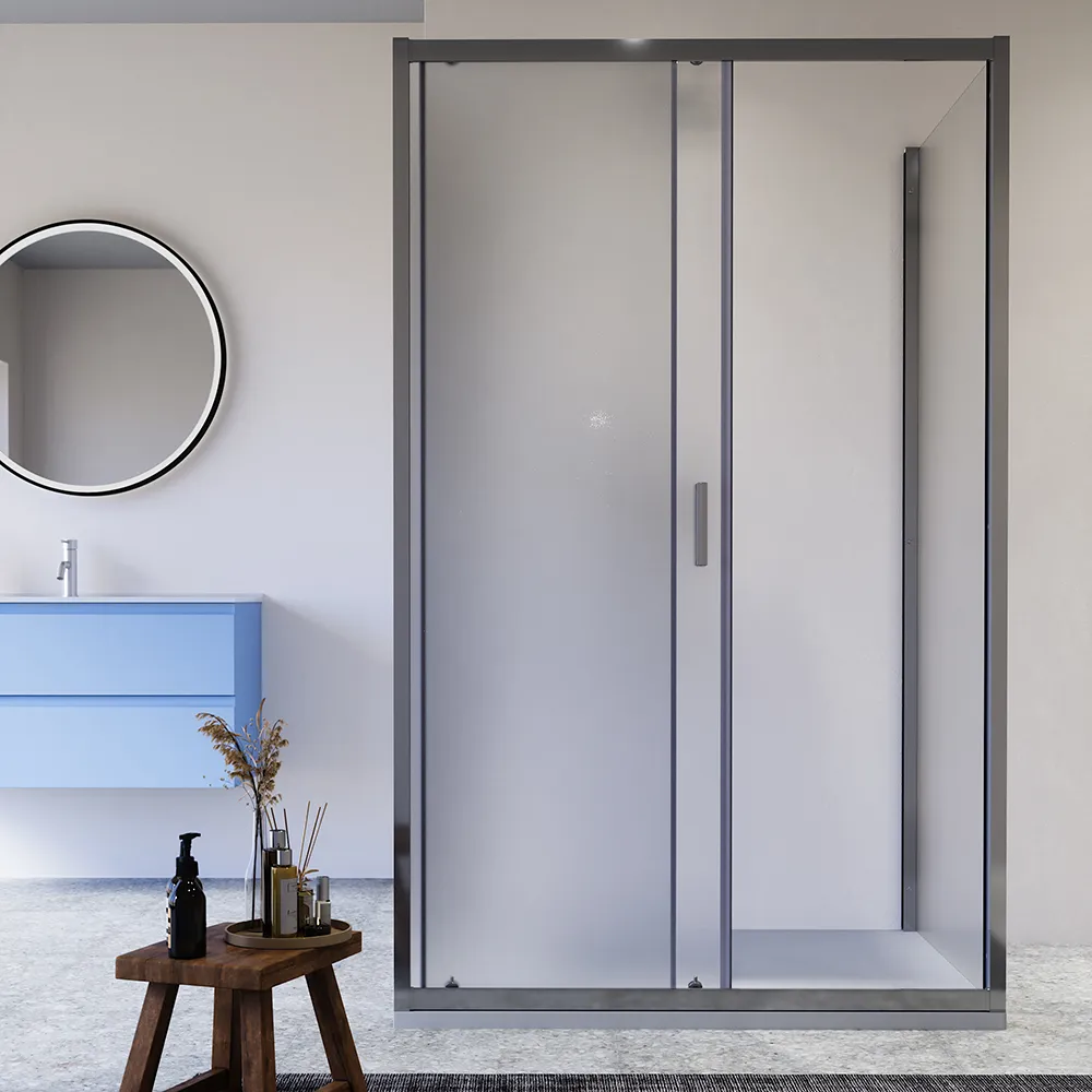 Box doccia cromato 3 lati 70x100x70cm con porta scorrevole e doppia parete fissa vetro 6mm stampato h185cm | Madagascar Box doccia cromato 3 lati 70x100x70cm con porta scorrevole e doppia parete fissa vetro 6mm stampato h185cm | Madagascar