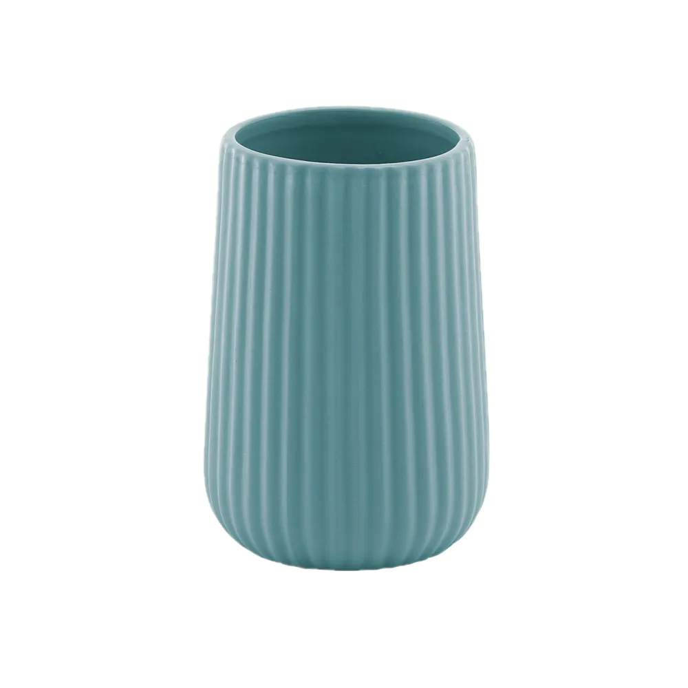 Portaspazzolini Gedy in ceramica azzurro polvere | Marika