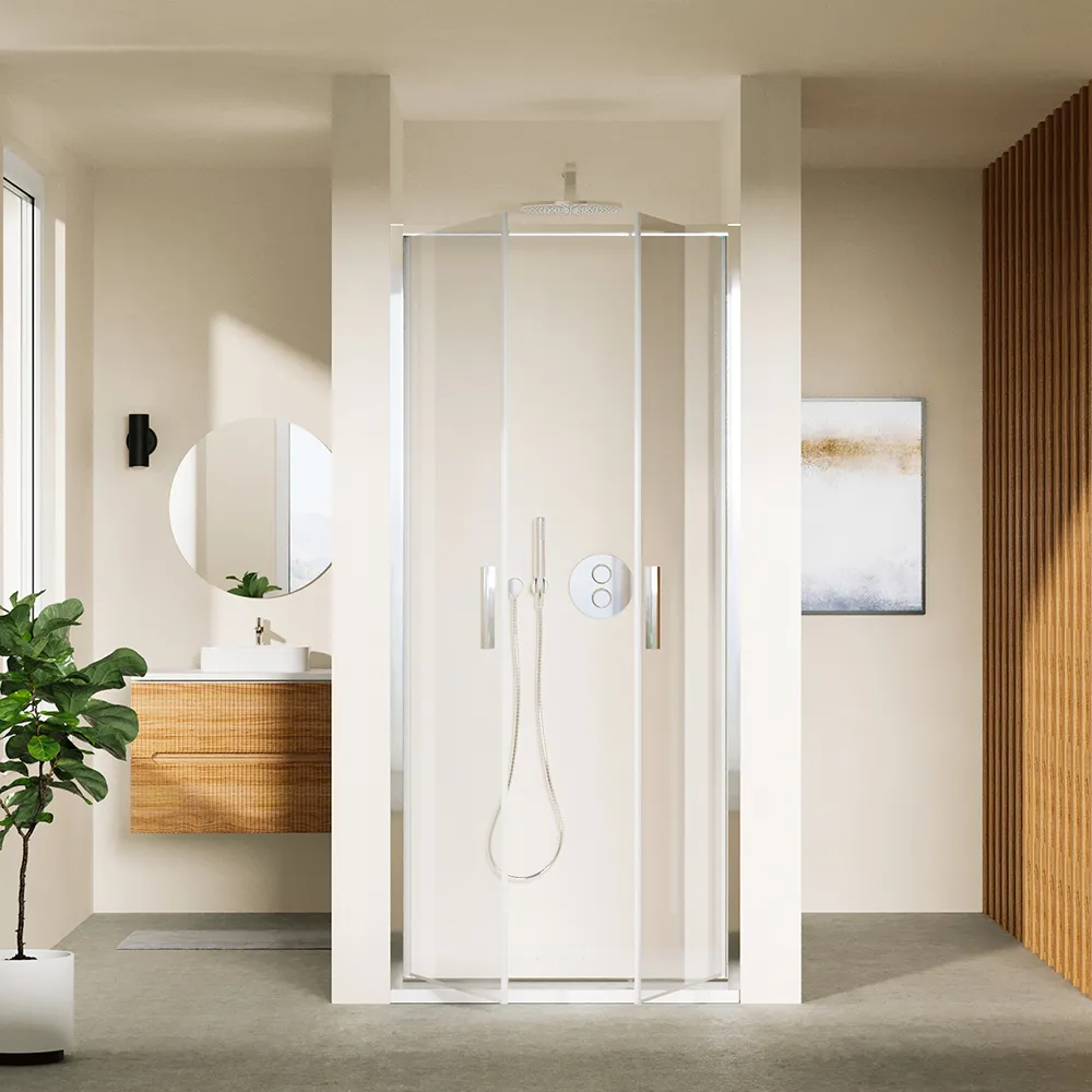 Porta doccia 90cm con apertura saloon profili slim cromati vetro 6mm trasparente h190 | Portofino Porta doccia 90cm con apertura saloon profili slim cromati vetro 6mm trasparente h190 | Portofino