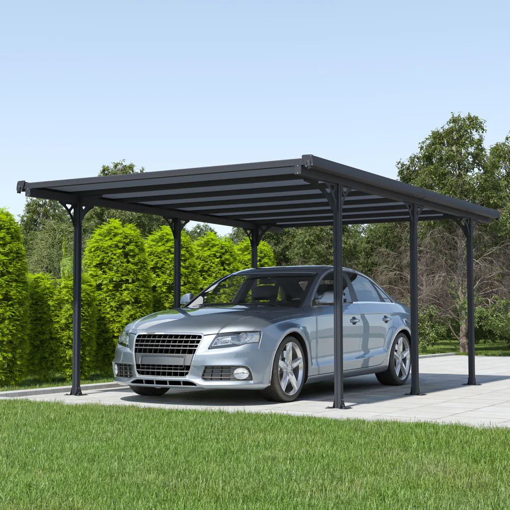 Tettoia per auto 502x313xh205cm in alluminio e policarbonato antracite
