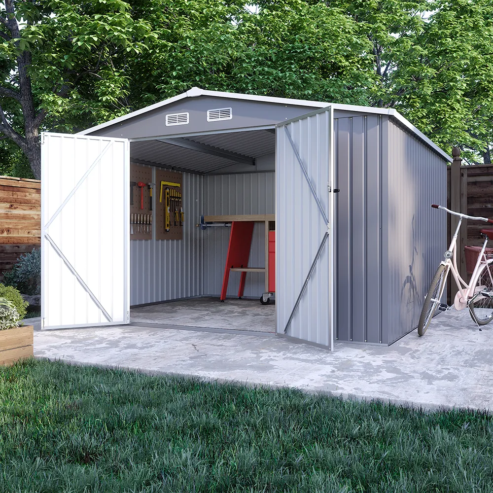 Casetta da giardino in acciaio zincato grigio 3,21x2,77xh2,17 m - 129kg - 8,9 metri quadri Casetta da giardino in acciaio zincato grigio 3,21x2,77xh2,17 m - 129kg - 8,9 metri quadri