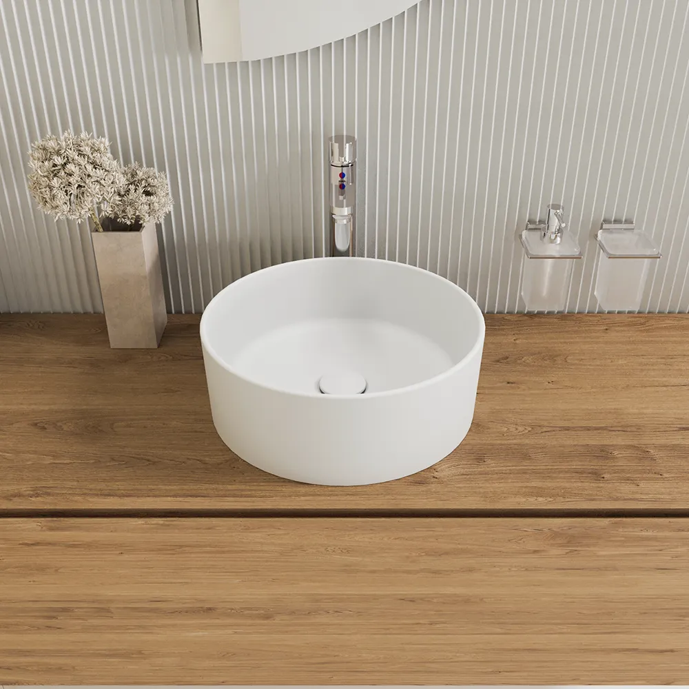 Lavabo da appoggio tondo 37,5x37,5x13,5 bianco opaco | Tirreno Lavabo da appoggio tondo 37,5x37,5x13,5 bianco opaco | Tirreno