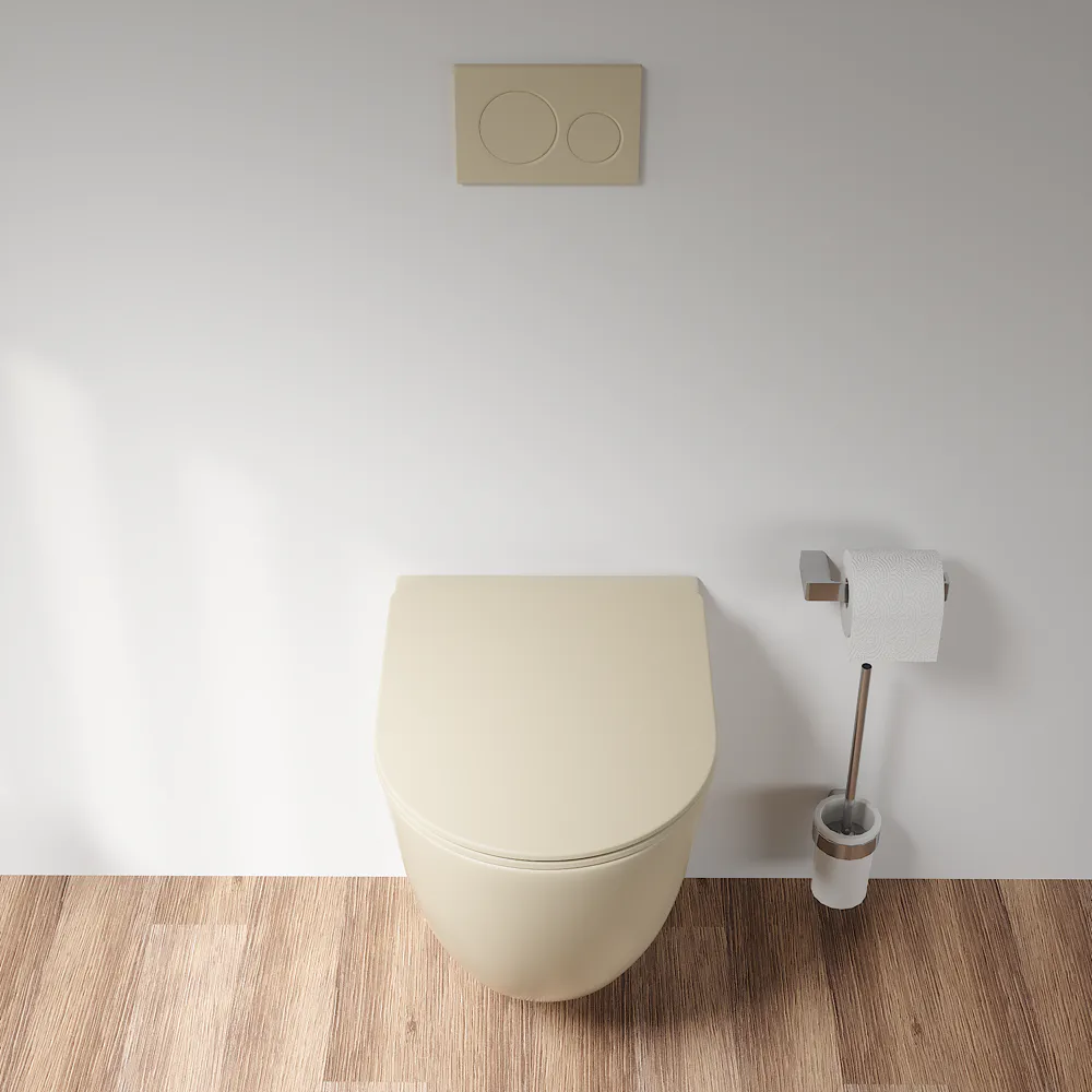 Vaso WC sospeso in ceramica khaki opaco con sedile soft-close | Europa Small Vaso WC sospeso in ceramica khaki opaco con sedile soft-close | Europa Small