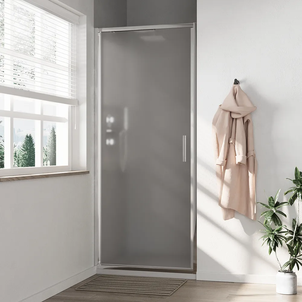 Porta doccia 90cm con apertura a battente profili slim cromati vetro 6mm opaco h190 | Portofino Porta doccia 90cm con apertura a battente profili slim cromati vetro 6mm opaco h190 | Portofino