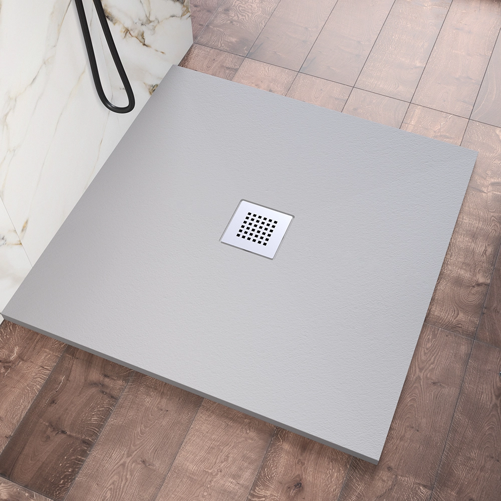 Piatto doccia 90x90cm in marmoresina grigio effetto pietra | Kos Piatto doccia 90x90cm in marmoresina grigio effetto pietra | Kos