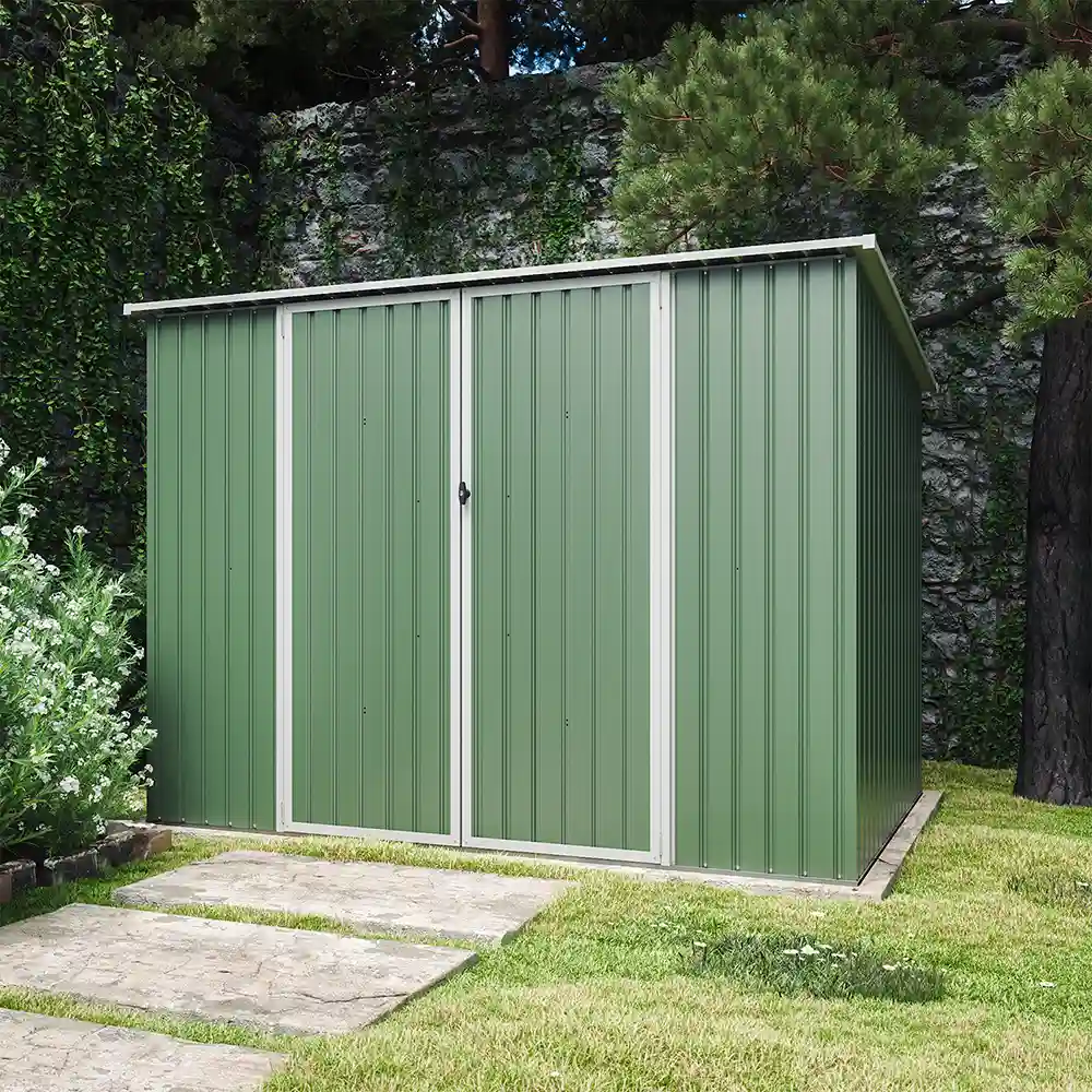 Casetta da giardino in acciaio zincato verde 2,77x1,93xh1,96m -91kg - 5,35 metri quadri Casetta da giardino in acciaio zincato verde 2,77x1,93xh1,96m -91kg - 5,35 metri quadri