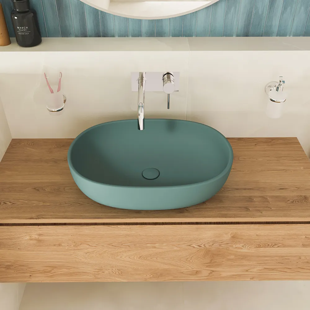 Lavabo da appoggio ovale 60x43x14,5 cm carta da zucchero Lavabo da appoggio ovale 60x43x14,5 cm carta da zucchero