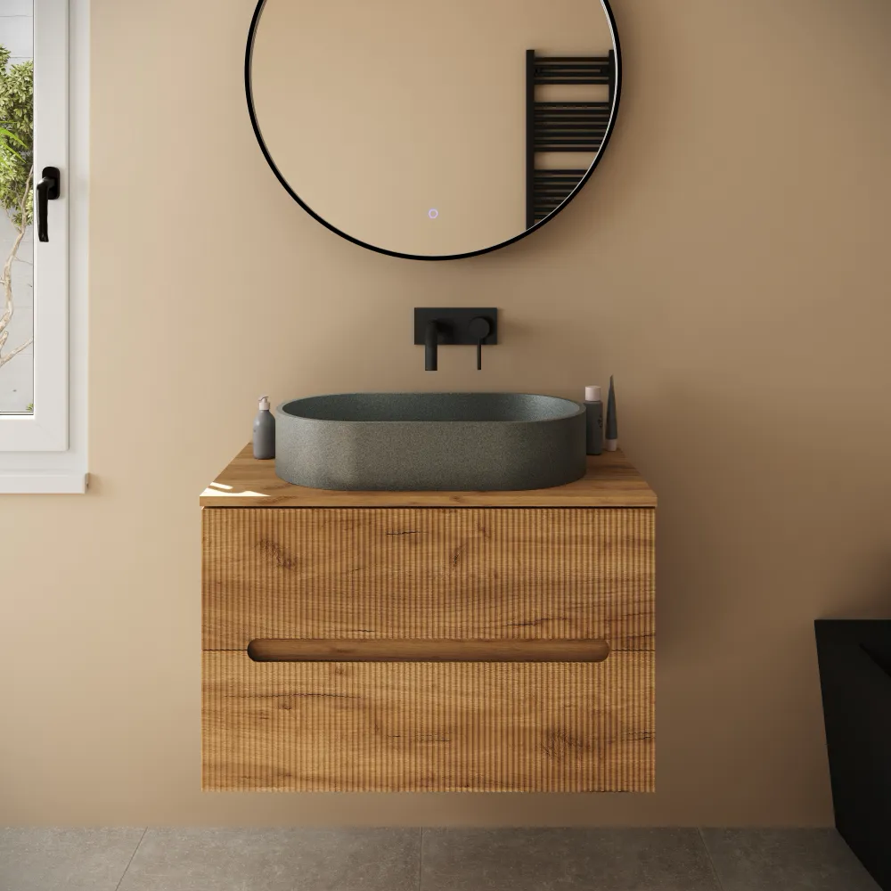 Lavabo da appoggio ovale in microcemento 60x35x12 cm grigio | Iseo Lavabo da appoggio ovale in microcemento 60x35x12 cm grigio | Iseo