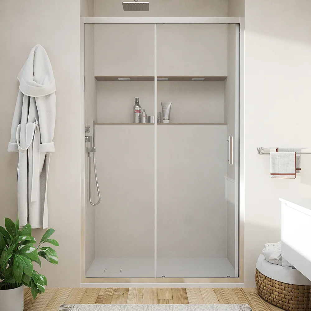 Porta doccia 140cm reversibile scorrevole vetro 6mm trasparente h190 | Tenerife Porta doccia 140cm reversibile scorrevole vetro 6mm trasparente h190 | Tenerife