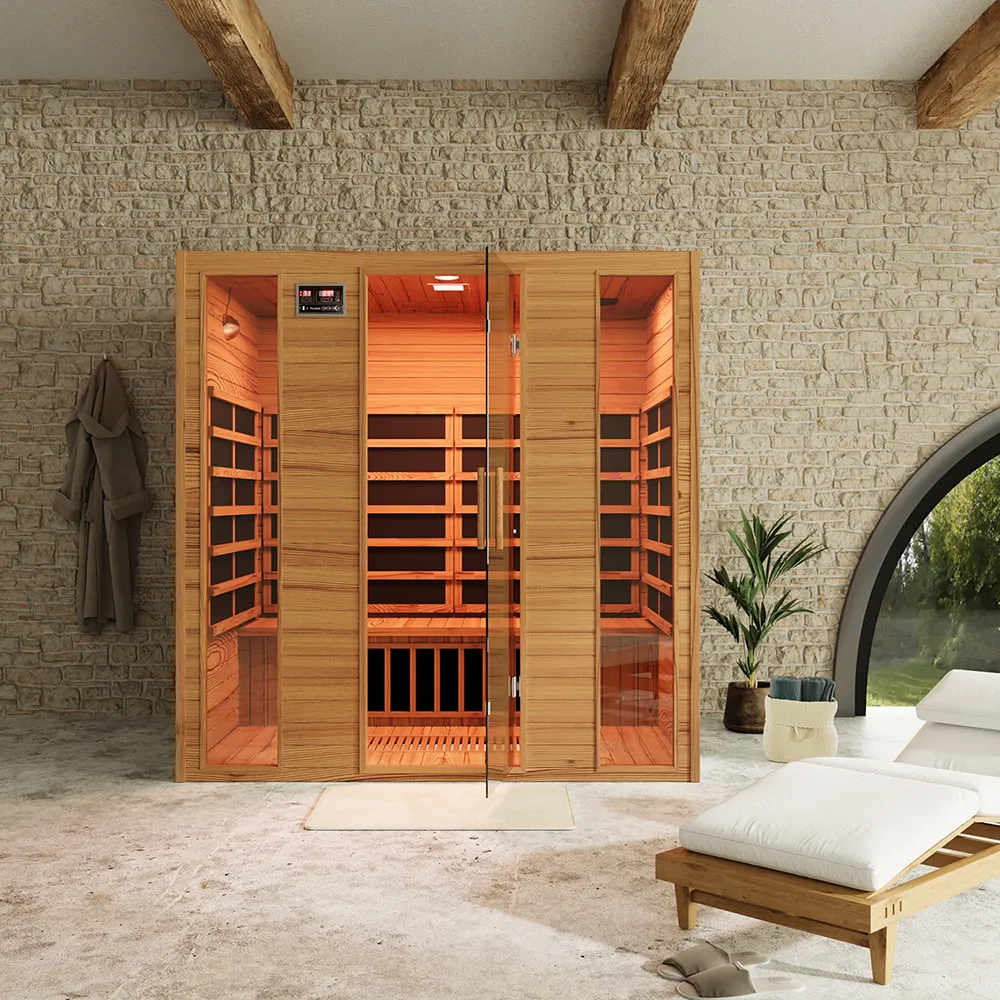 Sauna ad infrarossi 148x188 cm H188 in legno Hemlock con radio integrata | Oulu Sauna ad infrarossi 148x188 cm H188 in legno Hemlock con radio integrata | Oulu