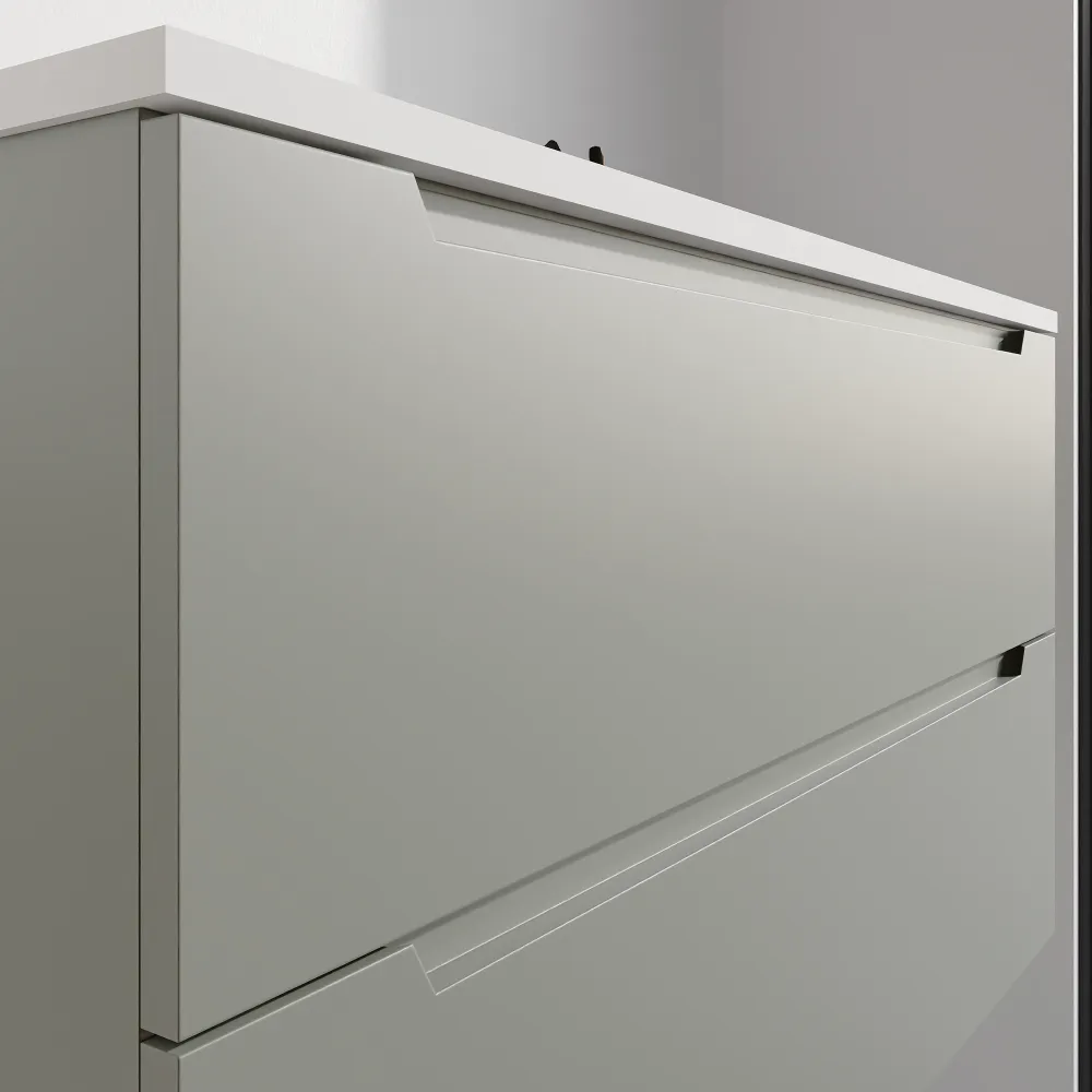 Mobile bagno sospeso 90cm smoke green due cassetti soft-close con lavabo bianco opaco| Bako