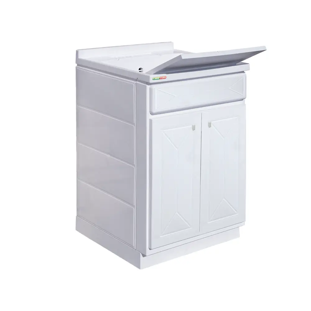 Lavatoio 60x50 cm bianco 2 ante con vasca e asse lavapanni Lavatoio 60x50 cm bianco 2 ante con vasca e asse lavapanni