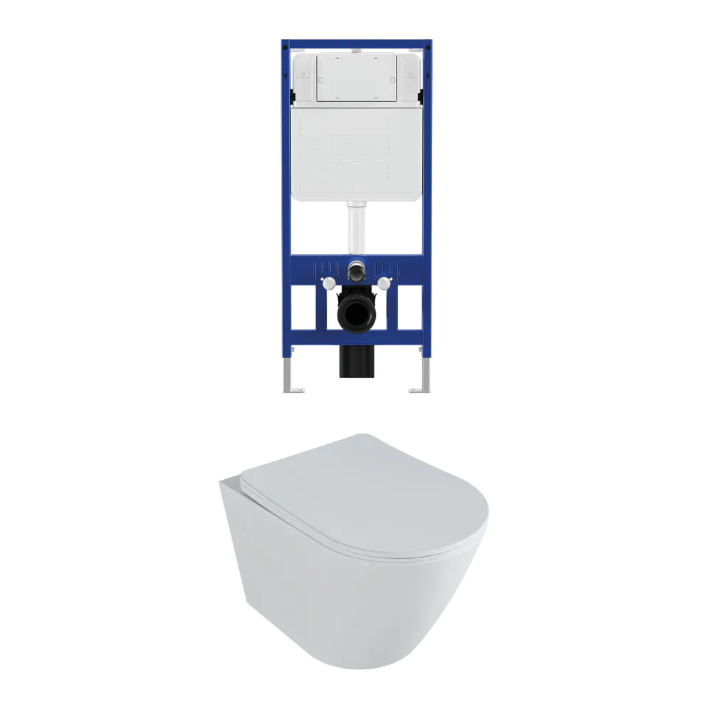 Kit WC sospeso e sistema di scarico da incasso mod. Vienna bianco opaco
