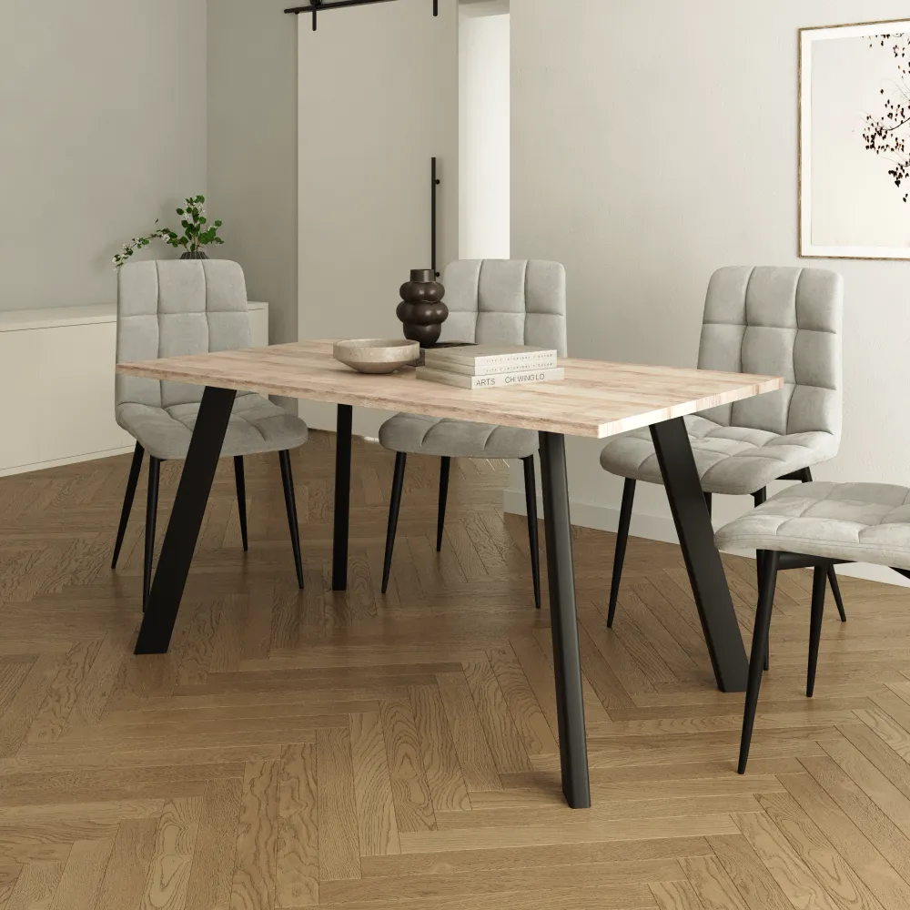 Tavolo rettangolare 140x80cm top im MDF 25mm rovere scuro e gambe in acciaio nero | Isak Tavolo rettangolare 140x80cm top im MDF 25mm rovere scuro e gambe in acciaio nero | Isak