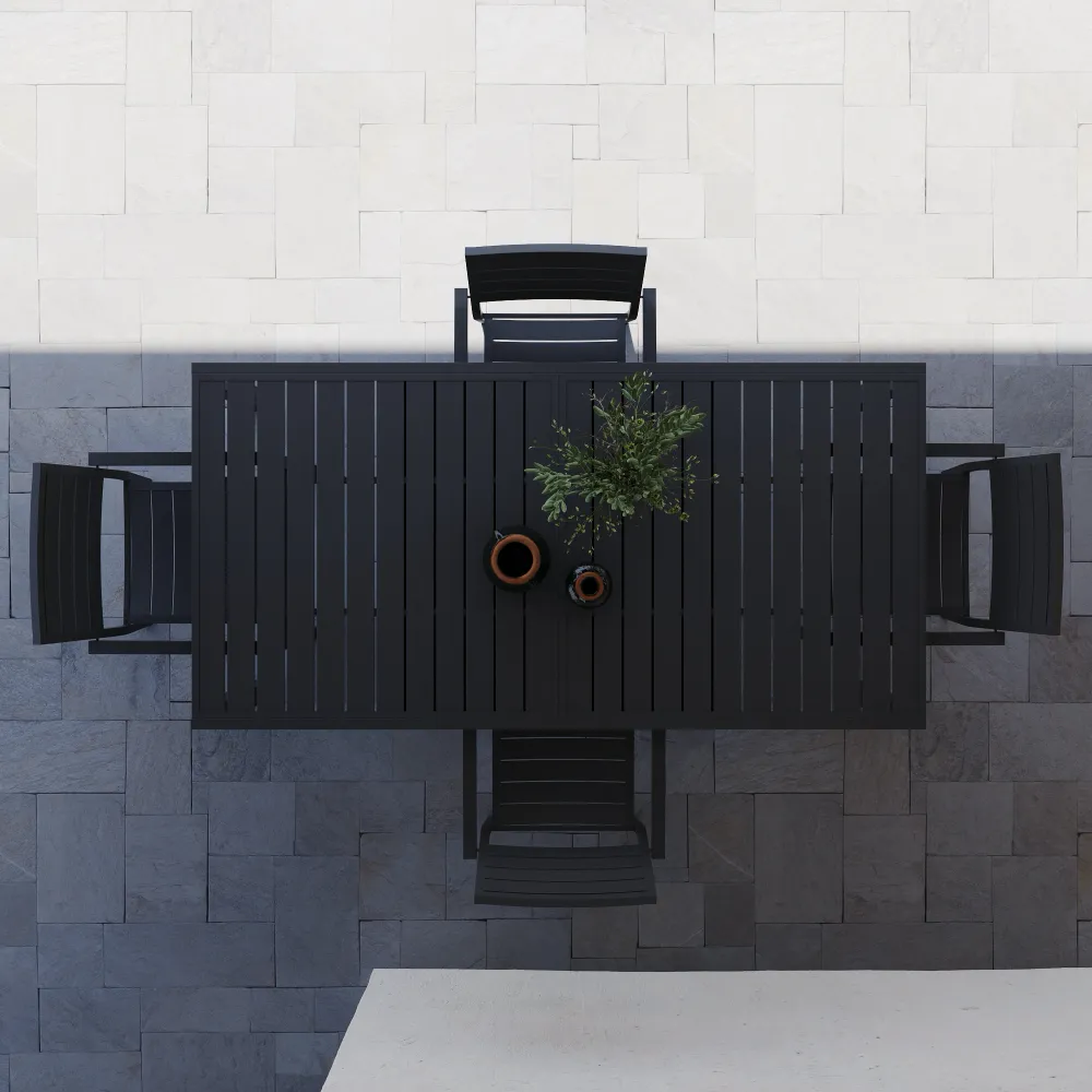 Set da esterno grigio con tavolo allungabile 200/300x75cm e 4 sedie in alluminio | Zenor Set da esterno grigio con tavolo allungabile 200/300x75cm e 4 sedie in alluminio | Zenor