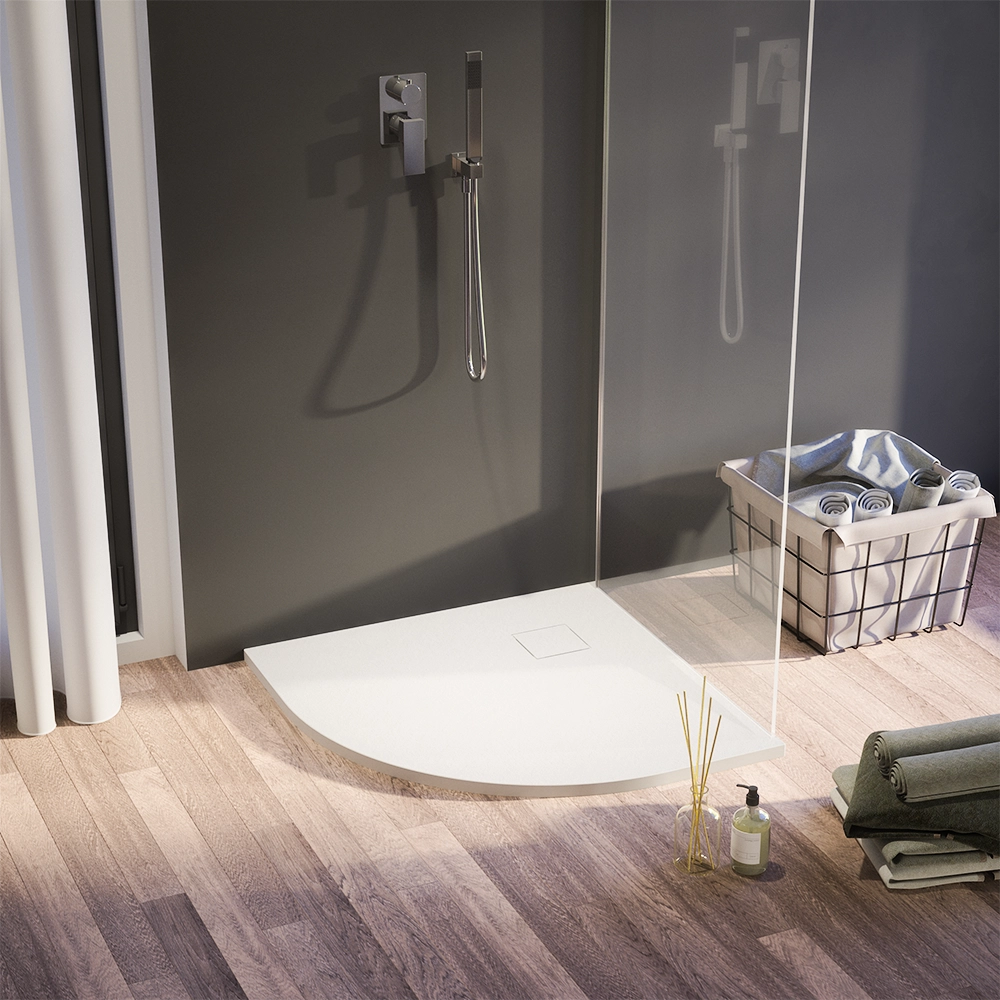 Piatto doccia 80x80 cm semicircolare colore bianco effetto pietra | Samos Piatto doccia 80x80 cm semicircolare colore bianco effetto pietra | Samos