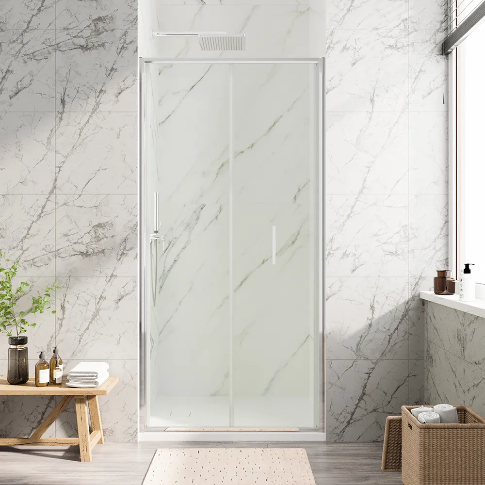 Porta doccia 90cm con apertura a libro profili slim cromati vetro 6mm trasparente h190 | Portofino Porta doccia 90cm con apertura a libro profili slim cromati vetro 6mm trasparente h190 | Portofino