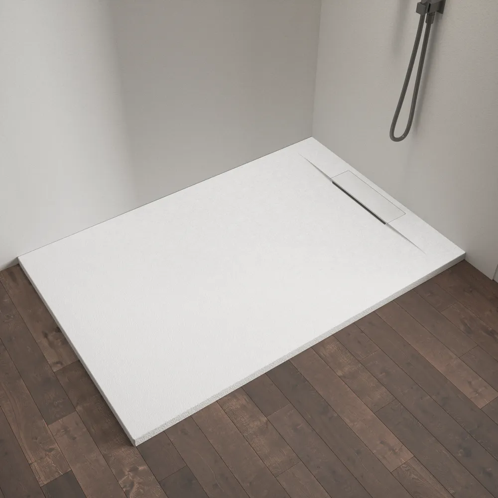 Piatto doccia rettangolare 80x170 cm in marmoresina bianco h3 cm | Delos Piatto doccia rettangolare 80x170 cm in marmoresina bianco h3 cm | Delos