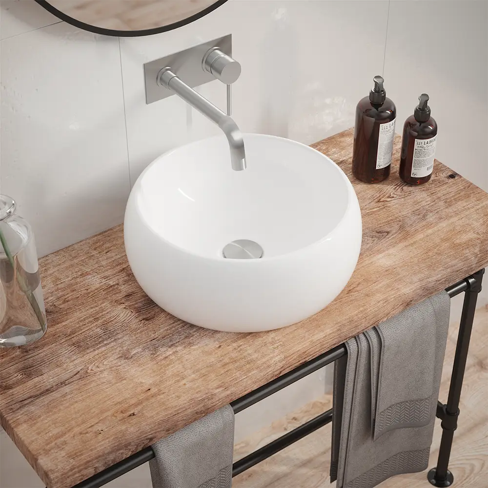 Lavabo da appoggio tondo 40x40x15,5 cm Bianco Lavabo da appoggio tondo 40x40x15,5 cm Bianco