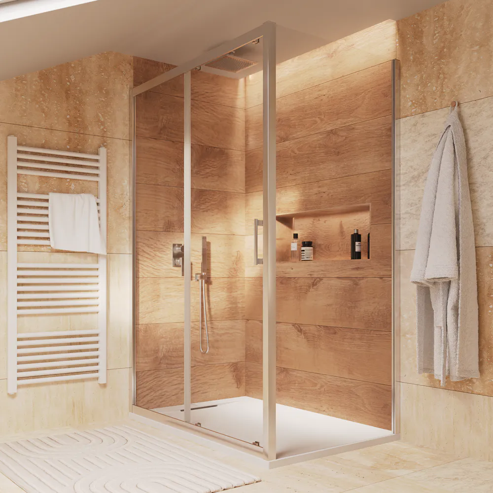 Box doccia cromato 140x80cm vetro 6mm trasparente apertura scorrevole h170cm | Sicily Box doccia cromato 140x80cm vetro 6mm trasparente apertura scorrevole h170cm | Sicily